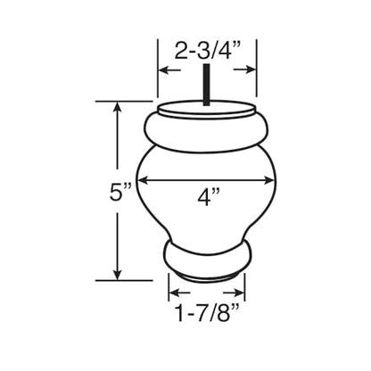 OUTWATER 5 in. H x 4 in. Dia Unfinished Solid Hardwood Bun Foot Leg for Furniture 4 Pack with 4 Free Insert Nuts and Drill Bit - color: Unfinished