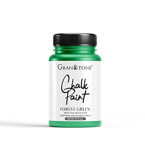 GRANOTONE Chalk Paint for Furniture | Matt-Finish Water-Based Acrylic Paint for Wood, Walls, Metal, Glass, Paper, Fabric Canvas | Maximum Coverage Chalk Paint for Kids & Adults, 120 Ml (FOREST GREEN) - color: FOREST GREEN, size: 4.1 Fl Oz