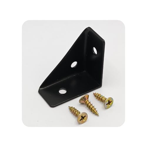 4Pcs 38mm x 38mm Triangle Corner Brackets with Screws, Metal Angle Shelf Braces for Desk, Bed, Table, Cabinets, and Shelves(Black) - size: Black
