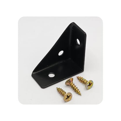 4Pcs 38mm x 38mm Triangle Corner Brackets with Screws, Metal Angle Shelf Braces for Desk, Bed, Table, Cabinets, and Shelves(Black) - size: Black