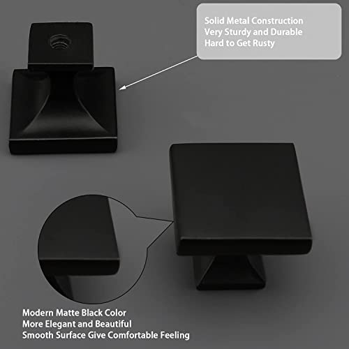Peaha 15 Pack Black Cabinet Knobs, Square Zinc Alloy Drawer Knobs - color: Black
