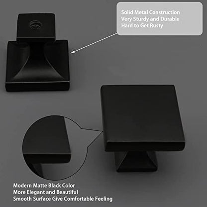 Peaha 15 Pack Black Cabinet Knobs, Square Zinc Alloy Drawer Knobs - color: Black