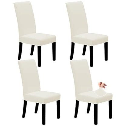 Easy-Going Stretch Dining Room Chair Slipcovers Set of 4, Ivory - color: Ivory