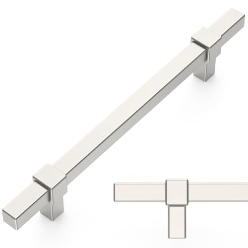Amerdeco 10 Pack 5 Inch 128mm Brushed Satin Nickel Cabinet Pulls Zinc Alloy Heavy Duty Modern Kitchen Cabinet Handles Drawer Pulls Hardware for Cabinets Cupboard Dresser Wardrobe ZH0087 - color: Brushed Satin Nickel, size: 5"/128mm Hole Center