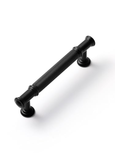 5 Pack Black Cabinet Pulls 3.75" Hole Center Matte Black Handles Drawer Pulls Closet Bathroom Vanity Dresser Hardware Zinc Alloy - color: Black, size: 3.75"(96mm) Hole Centers