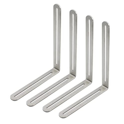 4 PCS Adjustable L-Shape Corner Brace, ULIFESTAR Heavy Duty Thicken Stainless Steel Joint Right Angle Brackets L Slotted Support Shelf Bracket for PC Case,Fixing Furniture-165x200x3mm/6.5x7.87x0.12'' - size: Silver 6.5 x 7.87 x 0.12 inches