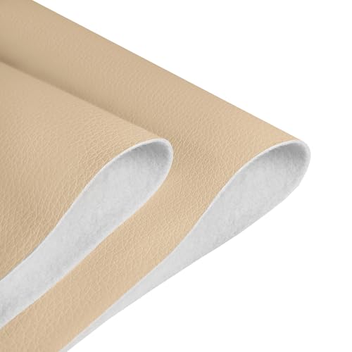 Faux Leather Fabric, 54"x180" Thick Durable Synthetic Upholstery Lychee Texture Leather Vinyl, Soft Smooth Waterproof,Replacement Renovate for Wallets, DIY Projects, Furniture 1 Yard-Beige - color: Beige, size: 5 Yards (54" x 180")