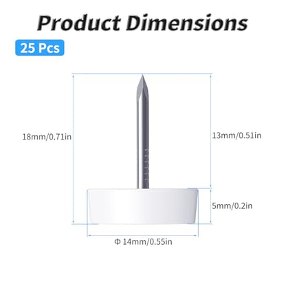 25 Pcs Furniture Glide Nails, 14x5mm, Flat Bottom, Nylon - size: Φ14×5mm