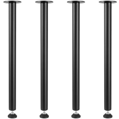 VEVOR 28 Inch Adjustable Desk Legs, Reinforced Steel Office Table Furniture Legs Set of 4 for DIY, 1200 lbs Load Capacity Heavy Duty Desk Legs, Quick Instalation Legs with Adjustable Foot Cup Black - size: 28 inch/Straight