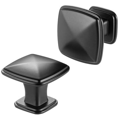 Matte Black Cabinet Knobs Square Cabinet Pulls 10 Pack 1990 - color: Matte Black, size: 1-1/4 Inches, style: 10 Pack Square Knob