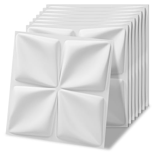 Art3d 20 Pack Decorative 3D Wall Panels, 19 Sq.Feet PVC Interior Wall Décor, 11.8"x11.8", White - color: Lucky Leaves White, size: 20 pcs