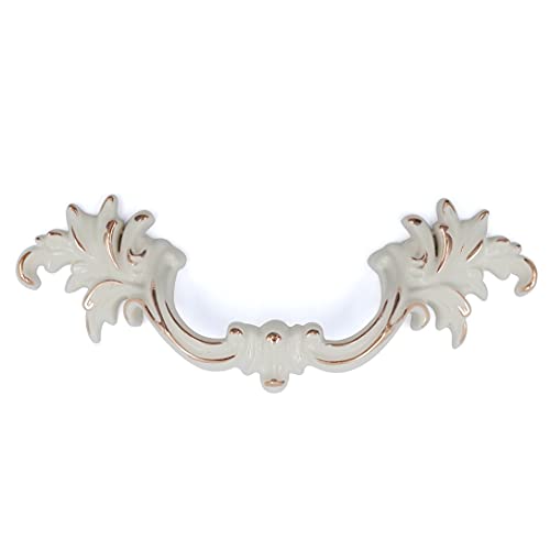 Jetland French Provincial Drawer Pulls - 6-Pack, Ivory White, 2-1/2" Hole Centers, Vintage Shabby Chic Pulls for Dresser Nightstand Cabinet, PW1618W64 - color: Ivory White, size: 2-1/2 inch Hole Centers