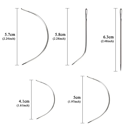 XCZYN Needle and Thread Set Professional Hair Extension Tools 10Pcs Curved Needle with 3Pcs Black Threads for Making Wig DIY Hand Sewing Hair Weave Extension (3 Thread, Black)