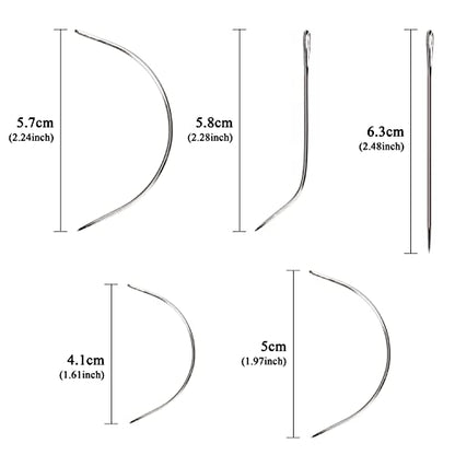 XCZYN Needle and Thread Set Professional Hair Extension Tools 10Pcs Curved Needle with 3Pcs Black Threads for Making Wig DIY Hand Sewing Hair Weave Extension (3 Thread, Black)