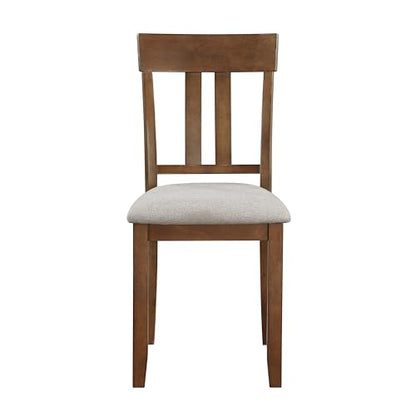 7-Piece Dining Room Set with 6 Upholstered Chairs, Cherry - color: Cherry