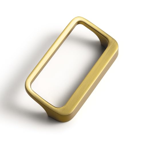 Goo-Ki Brushed Gold Cabinet Pulls with Hole Center 2.5''(64MM),Modern Zinc Alloy Finger Pulls for Drawer,Wardrobe,Cupboard,6 Pack - color: Brushed Gold, size: 2.5'' HOLE CENTERS