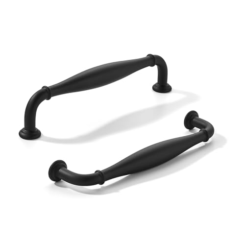khtumeware 10 Pack 5inch(128mm) Hole Center Black Cabinet Pulls Solid Heavy-Duty Tradition Handles Hardware for Bathroom Dressers Pull cabinets wardrobes Closet Doors - color: Black, size: 5inch(128mm) hole center