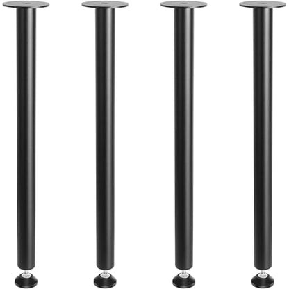 VEVOR 28 Inch Adjustable Desk Legs, Reinforced Steel Office Table Furniture Legs Set of 4 for DIY, 1200 lbs Load Capacity Heavy Duty Desk Legs, Quick Instalation Legs with Adjustable Foot Cup Black - size: 28 inch/Straight
