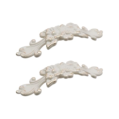 2Pcs Euro Rose Decorative Cabinet Pull Handles Ivory Drawer Pull