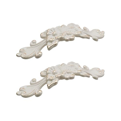 2Pcs Euro Rose Decorative Cabinet Pull Handles Ivory Drawer Pull