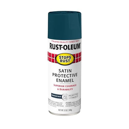 Rust-Oleum Stops Rust Spray Paint, Satin Midnight Blue - color: Satin Midnight Blue, size: 12 Ounce (Pack of 1)