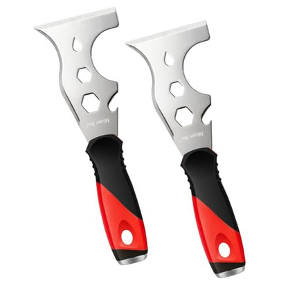 Mister Rui Metal Putty Knife, 2 Pack Paint Scraper, 13 in 1 Paint Scraper - color: Red, 2 Pack