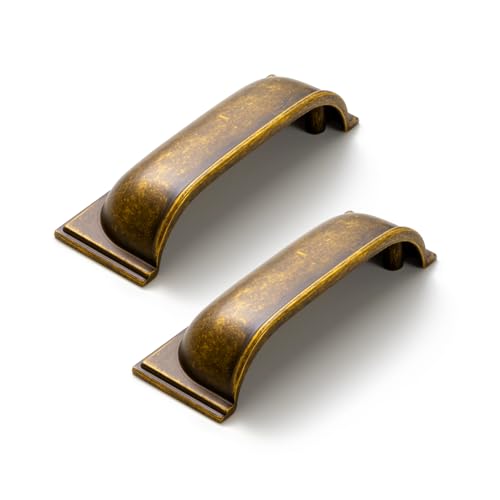 Goo-Ki 6 Pack Antique Brass Cabinet Cup Pulls Bin Cup Drawer Pulls - color: Antique Brass, size: 3 Inch Hole Center