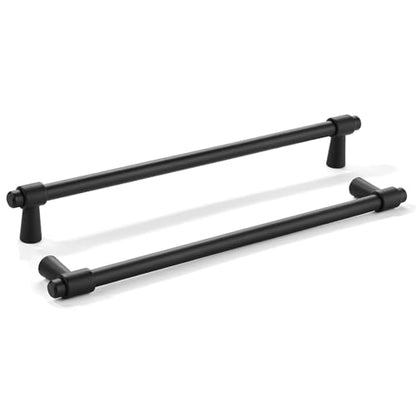 khtumeware 12 inch 5 Pack Matte Black Cabinet pulls Zinc Alloy Modern and Simple Cabinet Handle Suitable for Custom Whole-House Furniture (Kitchen/Bathroom/Bedroom). - color: Matte Black, size: 12 Inch