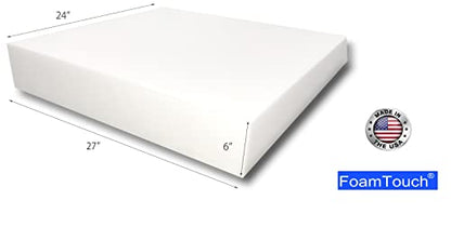 FoamTouch High Density 6'' Thickness x 24'' Width x 27'' Length Upholstery Foam Sheet - size: 6x24x27