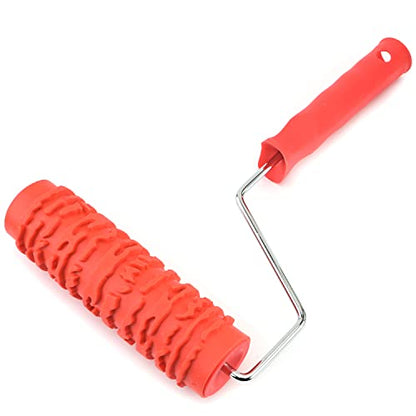 Utoolmart 7" Home Wall Rubber Paint Roller 175mm Wooden Grain Painting Roller with Plastic Handle 1Pcs - size: EG045T