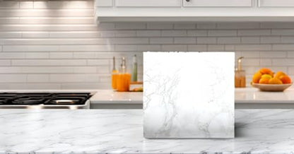EZ FAUX DECOR Premium 36” x 72” Kitchen Countertop Vinyl Laminate Cover Waterproof Self Adhesive Durable White Marble Contact Paper for Countertops Peel and Stick Backsplash (6ft) - size: 36" x 72"
