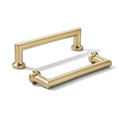 khtumeware 10-Pack 4-Inch(102mm) Brushed Brass Cabinet Pulls,Satin Brass Handles for Kitchen Cabinets, Cupboards, Drawers and Bathroom Hardware - color: Brushed Brushed Brass, size: 4"(102mm) Hole Center