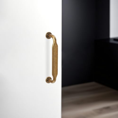 10 Pack 3-3/4 inch Antique Brass Kitchen Cabinet Handles - color: Antique Brass, size: 3-3/4'' Hole Center(96mm)