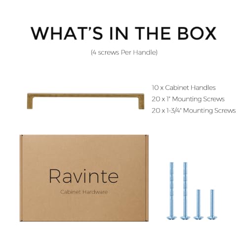 Ravinte Antique Brass Cabinet Handles Solid Square Pulls 7-1/2 Inch 10 Pack - size: 7-1/2 Inch Hole Center