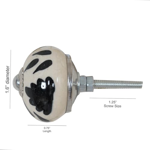 Ceramic Cabinet Knobs Set of 12, Black White Drawer Pulls - color: Black & White