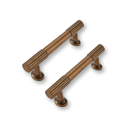 2 Pack 3 inch(76mm) Hole Center Antique Brass Cabinet pulls Kitchen Handles Solid Heavy Duty Cabinet Pull Kitchen Hardware - color: Antique Brass, size: 3 inch(76mm)hole center