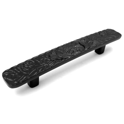 JETLAND Bridged Drawer Cabinet Pulls, 2-Pack Flat Black 5" Hole Centers, Antique Peony Solid Cast, TG01150B127 - color: Flat Black, size: 5 Inch Hole Centers