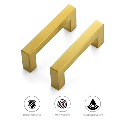 Ravinte Gold Square Pulls Cabinet Handles,3 Inch,30 Pack - color: Brushed Brass, size: 3 Inch Hole Center