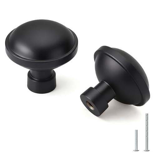 Goldenwarm Black Cabinet Knobs, Round Drawer Handles 1-1/4 Inch 10 Pack | Rustproof Single Hole Cabinet Hardware, Solid Zinc Alloy, Screws Included for Cupboard Closet Furniture Upgrade - color: Matte Black, size: Knob(1-1/4 In)
