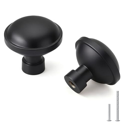 Goldenwarm Black Cabinet Knobs, Round Drawer Handles 1-1/4 Inch 10 Pack | Rustproof Single Hole Cabinet Hardware, Solid Zinc Alloy, Screws Included for Cupboard Closet Furniture Upgrade - color: Matte Black, size: Knob(1-1/4 In)