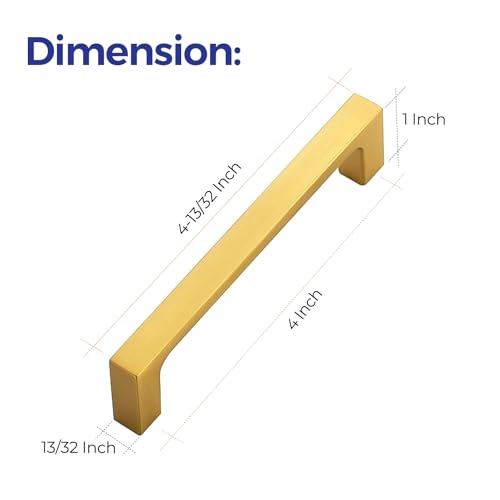 Ravinte Brushed Brass Solid Pulls Cabinet Handles 4 Inch 30 Pack - size: 4 Inch Hole Center