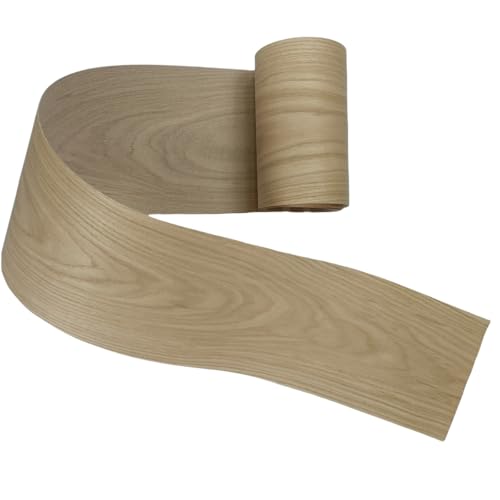 White Oak Wood Veneer Sheet,Flat Cut,8.5''x 98'',Iron On Stick Veneer Roll Without Paper,Pre-glued Hot Melt Self Adhesive Tape for Cabinet Furniture Plywood Door Speaker Renovation - color: White Oak