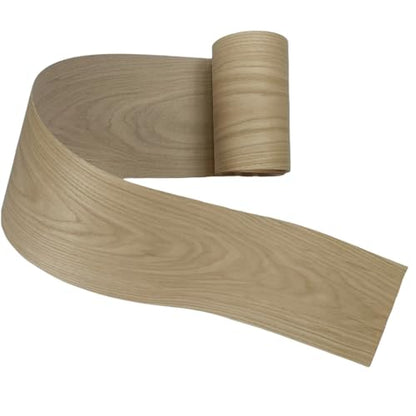 White Oak Wood Veneer Sheet,Flat Cut,8.5''x 98'',Iron On Stick Veneer Roll Without Paper,Pre-glued Hot Melt Self Adhesive Tape for Cabinet Furniture Plywood Door Speaker Renovation - color: White Oak