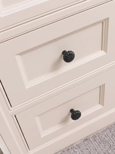 Matte Black Cabinet Knobs, 1.25 Inch Traditional Floral, 12 Pack - color: Matte Black