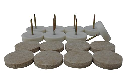 Shepherd Hardware 9955 1-1/8-Inch Nail On Furniture Glides with Felt Pads, Beige, 8-Pack