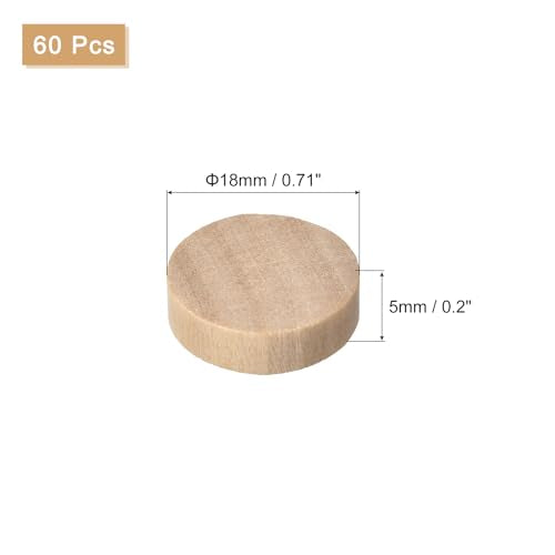uxcell 60Pcs Flat Head Wood Plugs, 23/32 Inch Wooden Button Screw Plug Wood Plugs Screw Hole Covers for Furniture Tables Chairs - size: 23/32 Inch