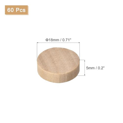 uxcell 60Pcs Flat Head Wood Plugs, 23/32 Inch Wooden Button Screw Plug Wood Plugs Screw Hole Covers for Furniture Tables Chairs - size: 23/32 Inch