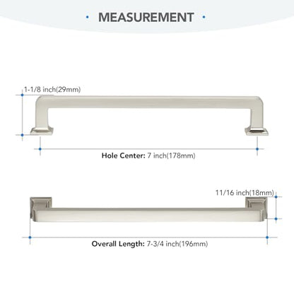 HOME EDIT Brushed Nickel Cabinet Handles Zinc Pulls 7 Inch 10 Pack - color: Brushed Nickel, size: 7 inches Hole Center