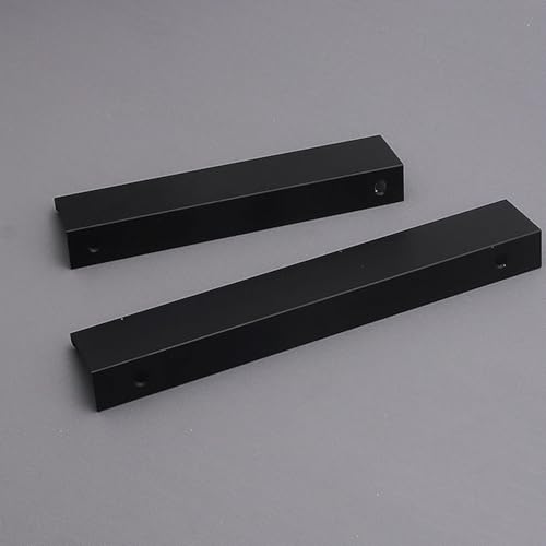 10 Pack Cabinet Handle Hidden Black Drawer Edge Pulls, Modern Style Dressing Table Wardrobe Kitchen Wall Cabinet Finger Edge Handle (Black, Length 9.8"/Hole Distance 7.6") - size: Length 9.8"/Hole Distance 7.6"