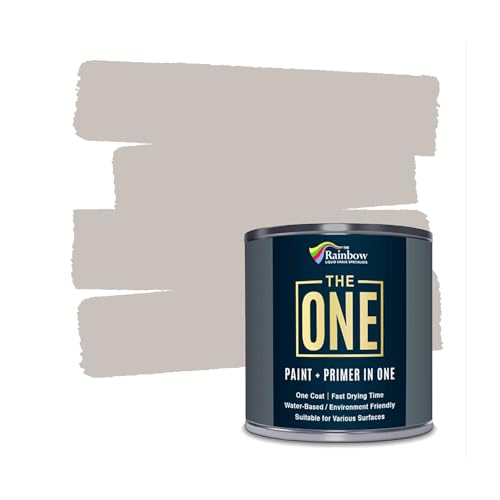 THE ONE All-In-One Paint & Primer - Soft Taupe Satin, 8.5 Fl Oz/250ml | 1 Coat Formula | Easy Indoor & Outdoor Decorating for Home & Garden Walls, Floors & Furniture | Water-Based & Low VOC - color: Soft Taupe, size: 8.5 Fl Oz (Pack of 1)